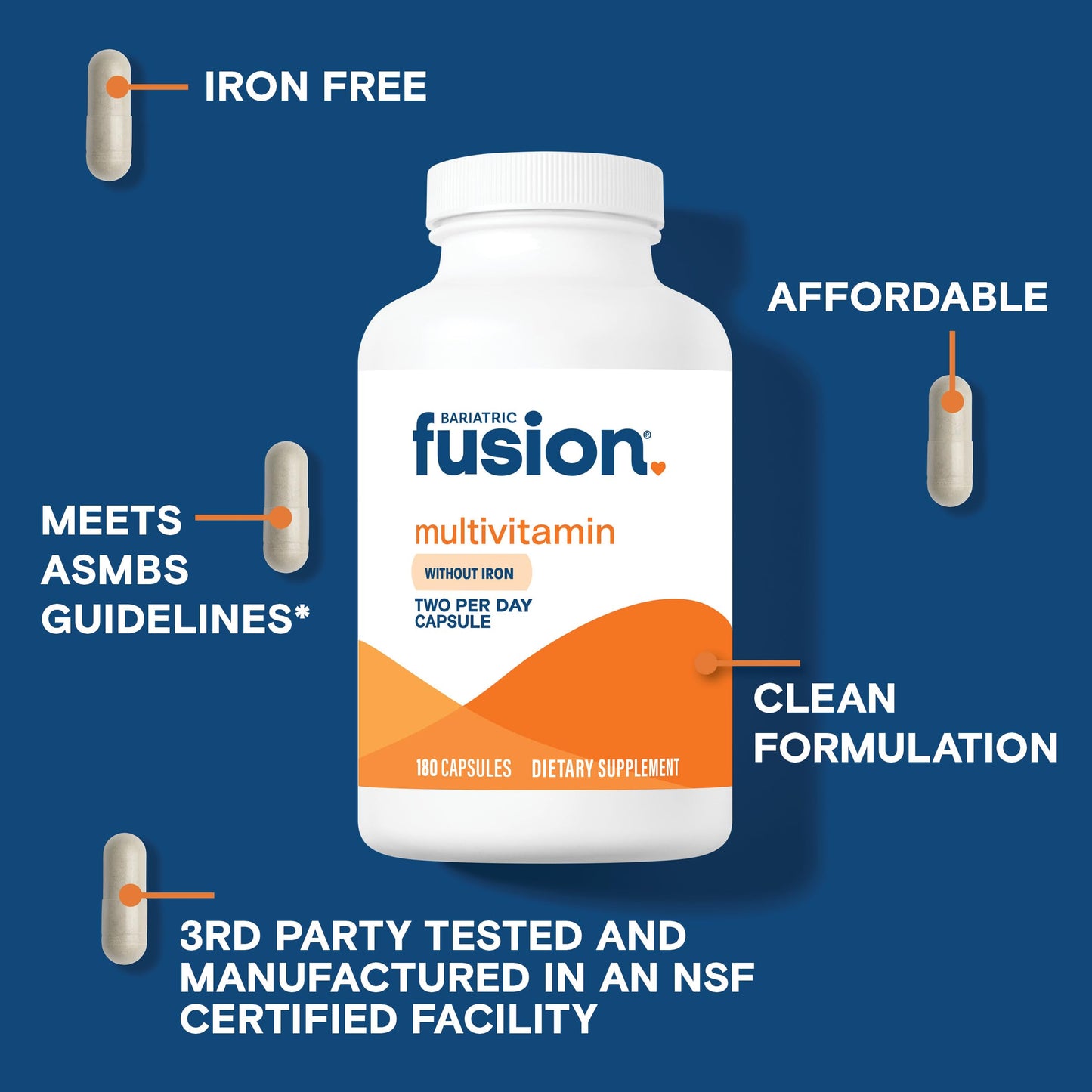 Cápsulas de multivitamina bariátrica 180 unidades