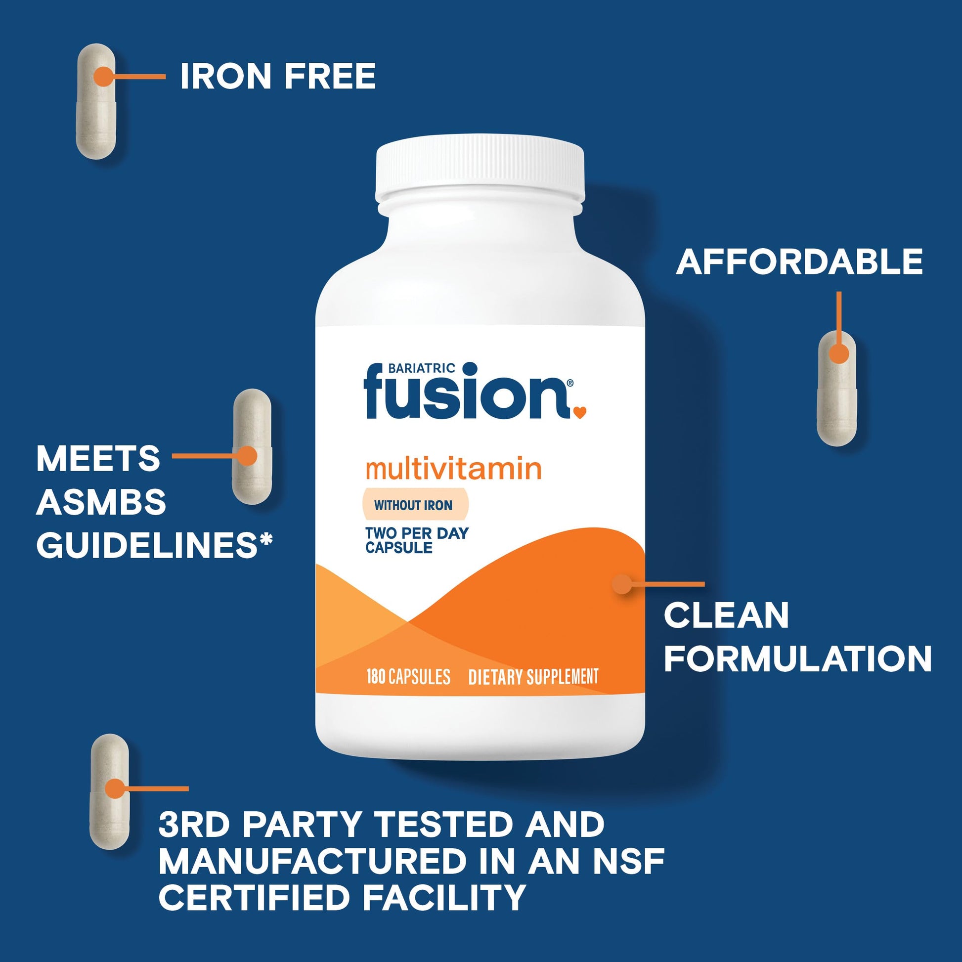 Cápsulas de multivitamina bariátrica 180 unidades