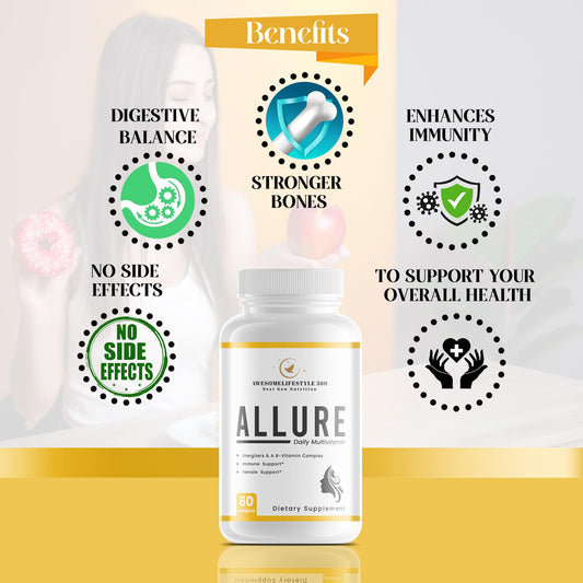Cápsulas multivitamínicas Awesomelifestyle360 para mujer en mano
