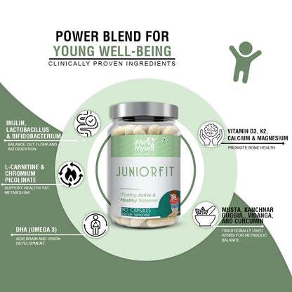 Cápsulas multivitamínicas iMeMyself Junior Fit para apoyo nutricional infantil