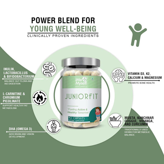 Cápsulas multivitamínicas iMeMyself Junior Fit para apoyo nutricional infantil