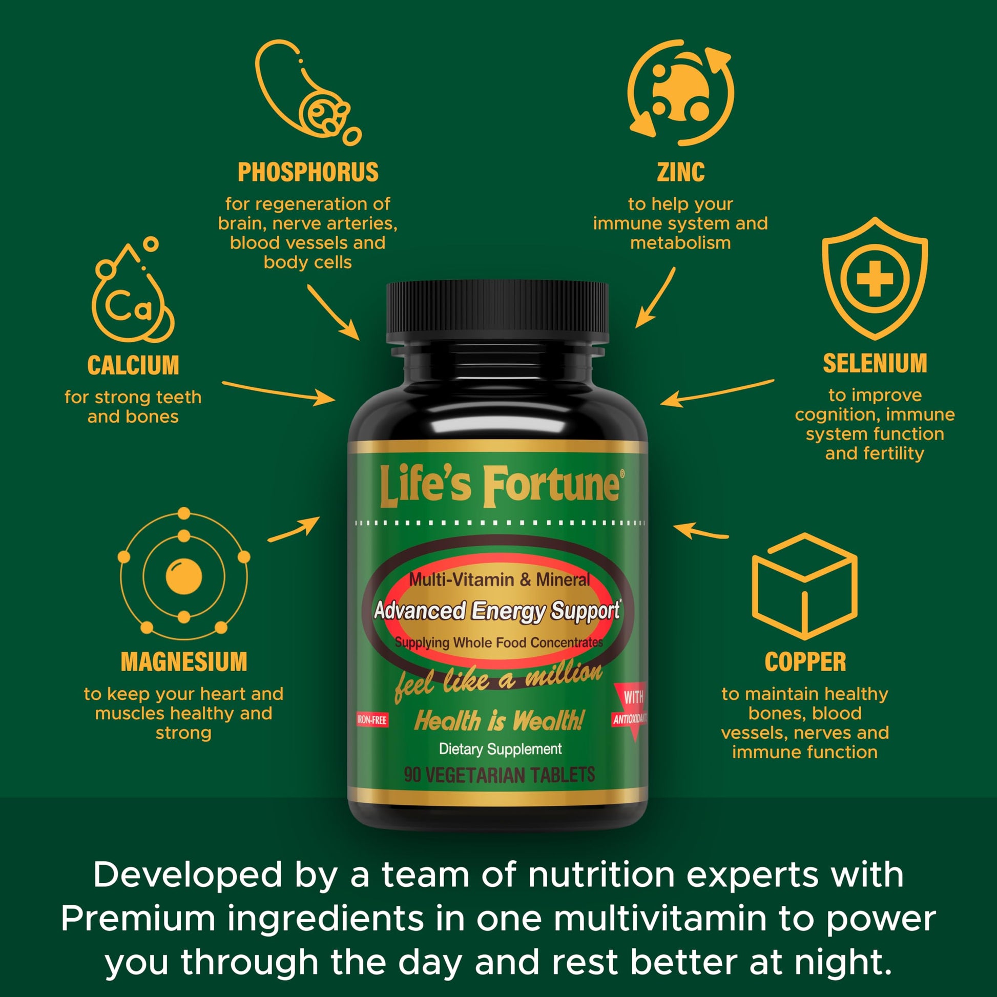 Cápsulas multivitamínicas Life's Fortune para energía y salud