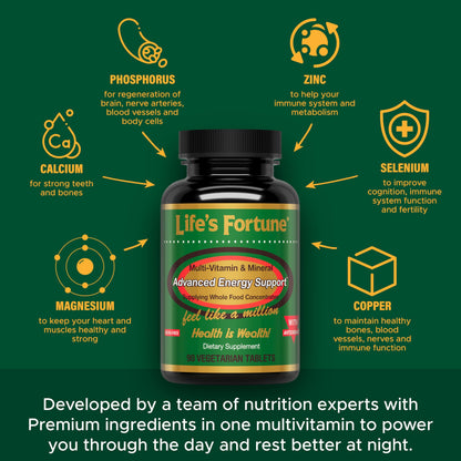 Cápsulas multivitamínicas Life's Fortune para energía y salud