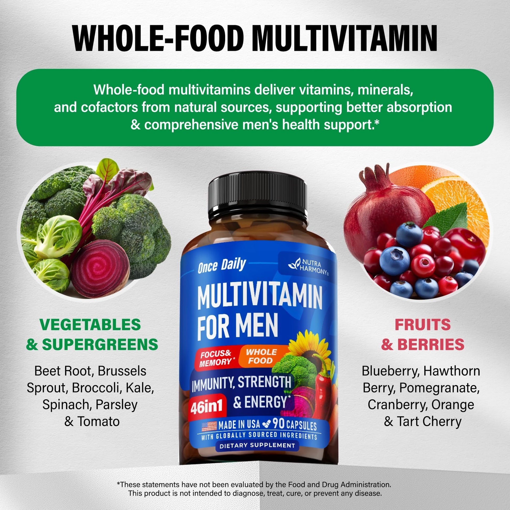 Cápsulas multivitamínicas Nutraharmony para salud masculina