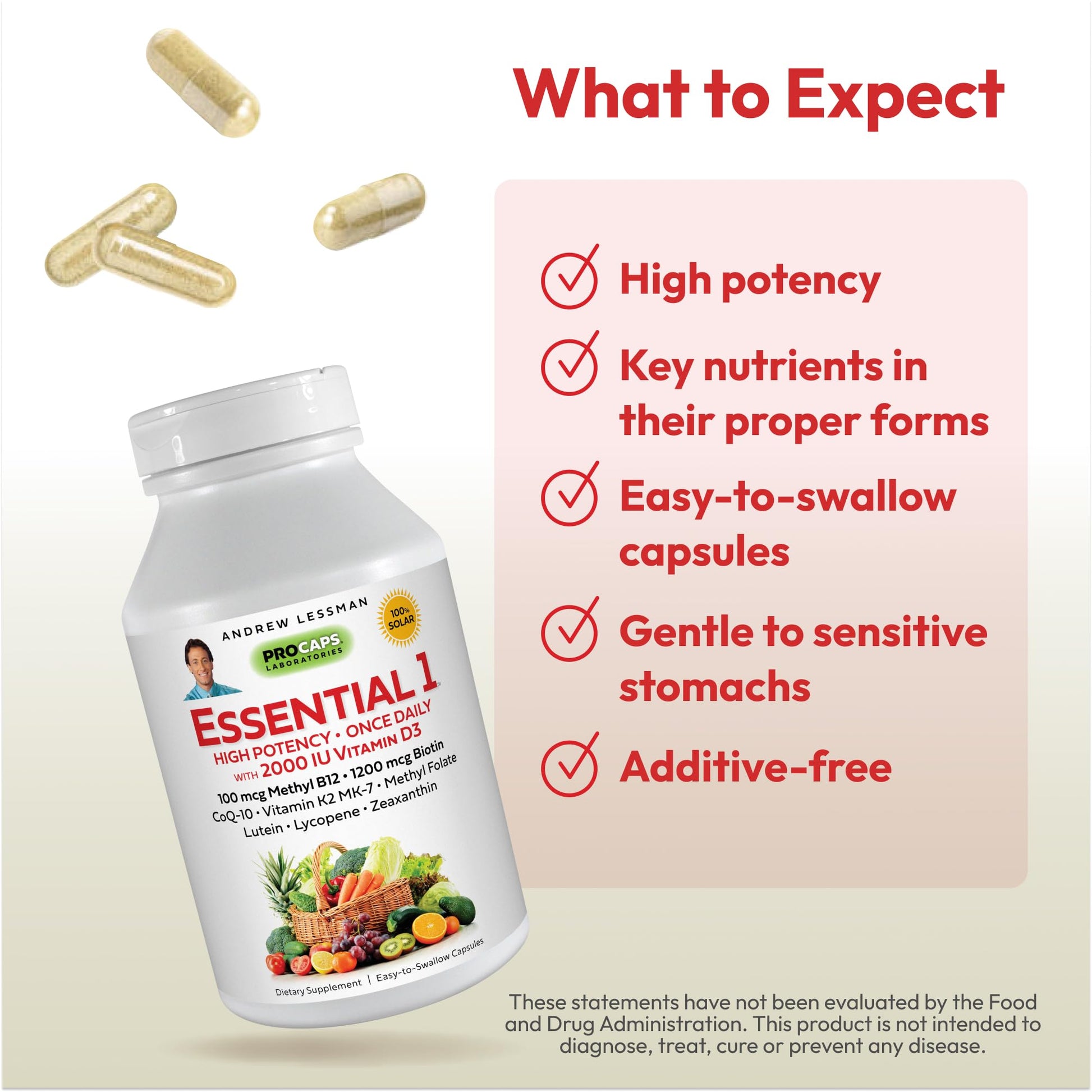 cápsulas del multivitamínico essential-1 para estómago sensible