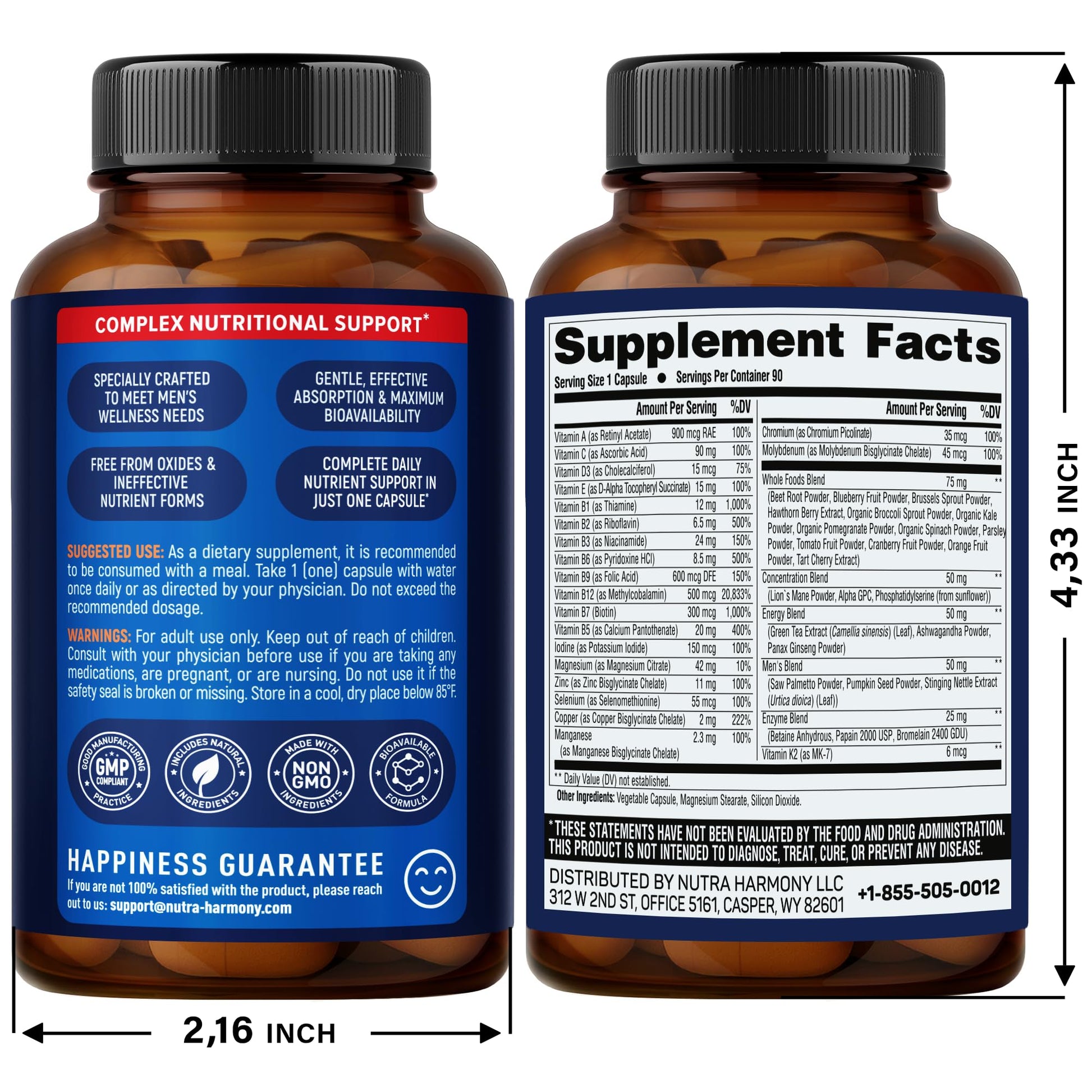 Cápsulas multivitamínico Nutraharmony metilado para hombres