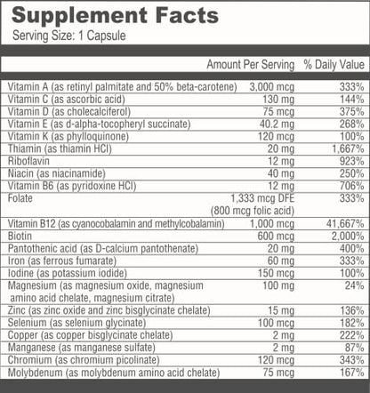 Cápsulas de multivitamínico ONE fáciles de tragar