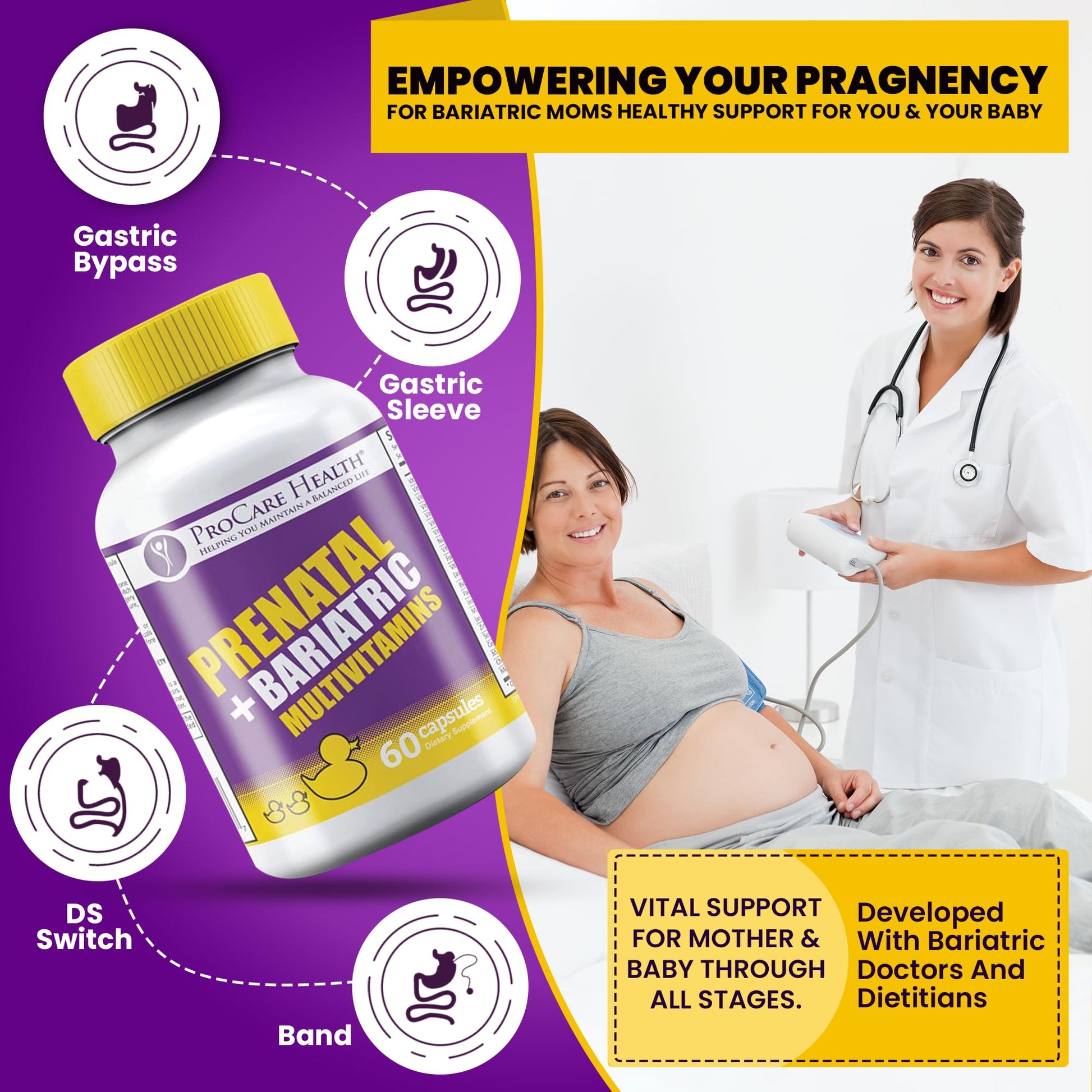 Detalle cápsulas multivitamínico prenatal Procare bariátrico