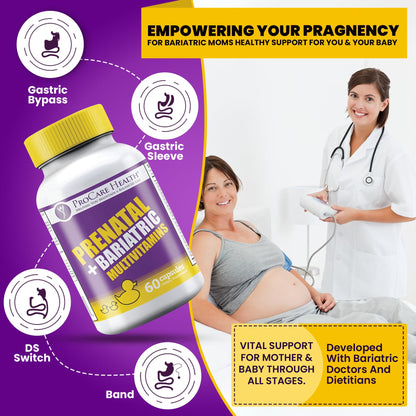 Detalle cápsulas multivitamínico prenatal Procare bariátrico