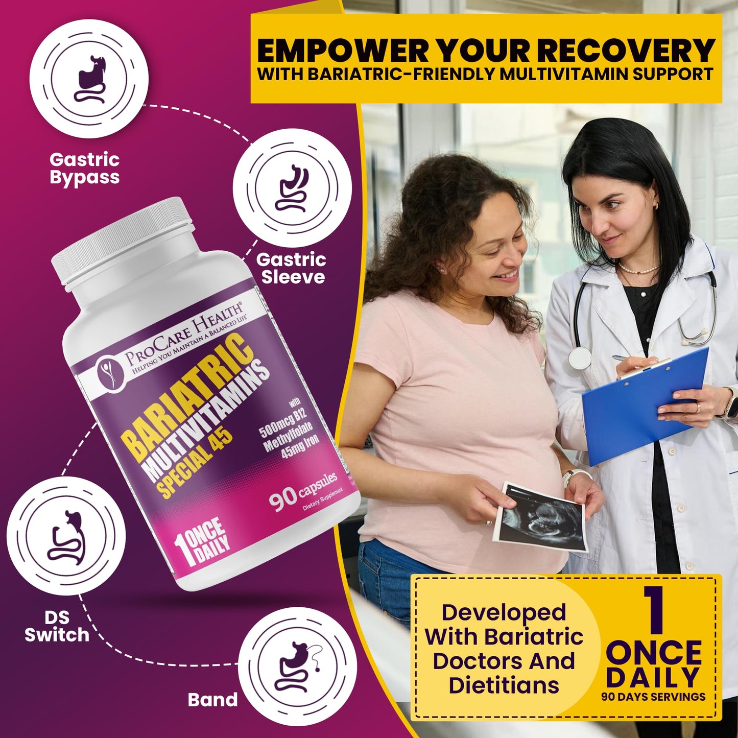 Cápsulas multivitamínico ProCare Health con hierro, fácil disolución