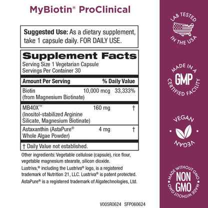 Cápsulas de MyBiotin ProClinical para cabello más grueso