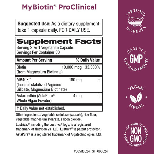 Cápsulas de MyBiotin ProClinical para cabello más grueso