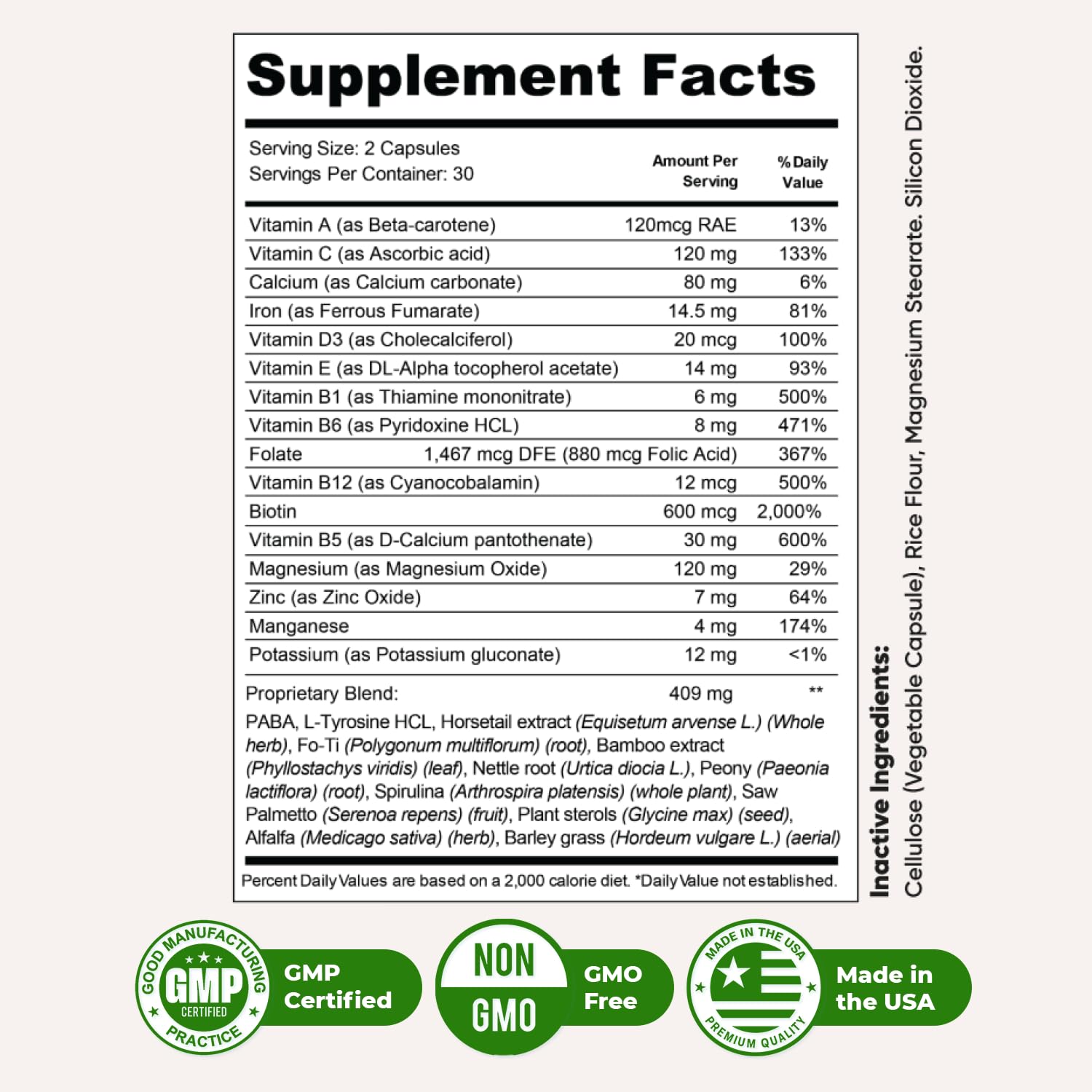 Detalle cápsulas Mycosyn Pro suplemento vitamina c y folato sin estimulantes