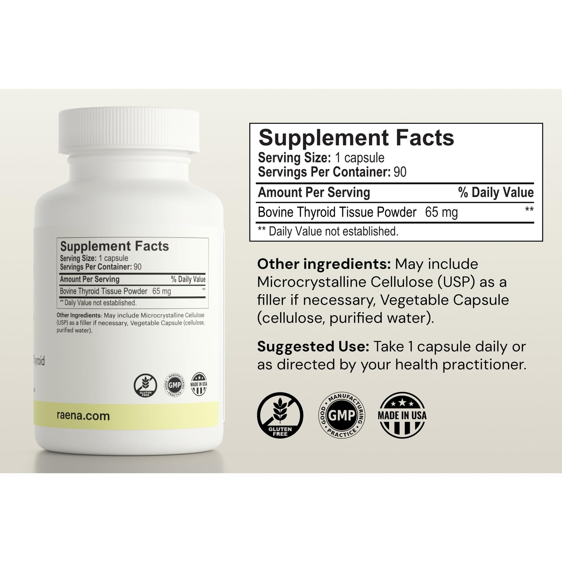 Cápsulas naturales premium de suplemento bovino Raena