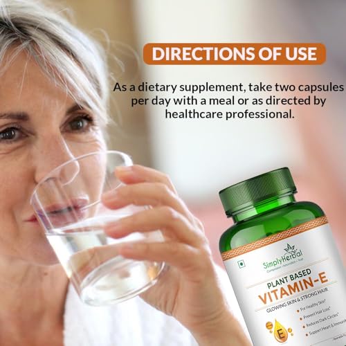 Cápsulas naturales de Vitamina E Simply Herbal para salud de piel