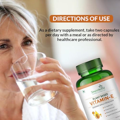 Cápsulas naturales de Vitamina E Simply Herbal para salud de piel