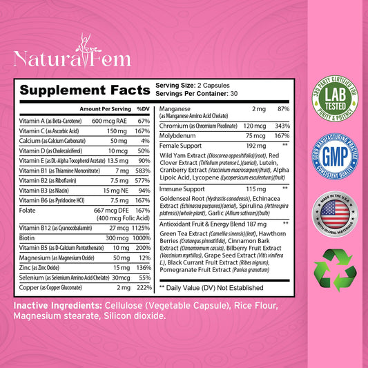 Cápsulas Naturalfem multivitamínico para mujeres