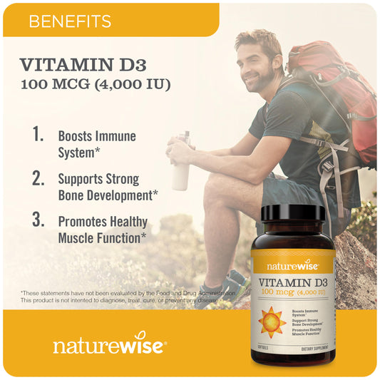Cápsulas NatureWise vitamina D3 aceite oliva orgánico