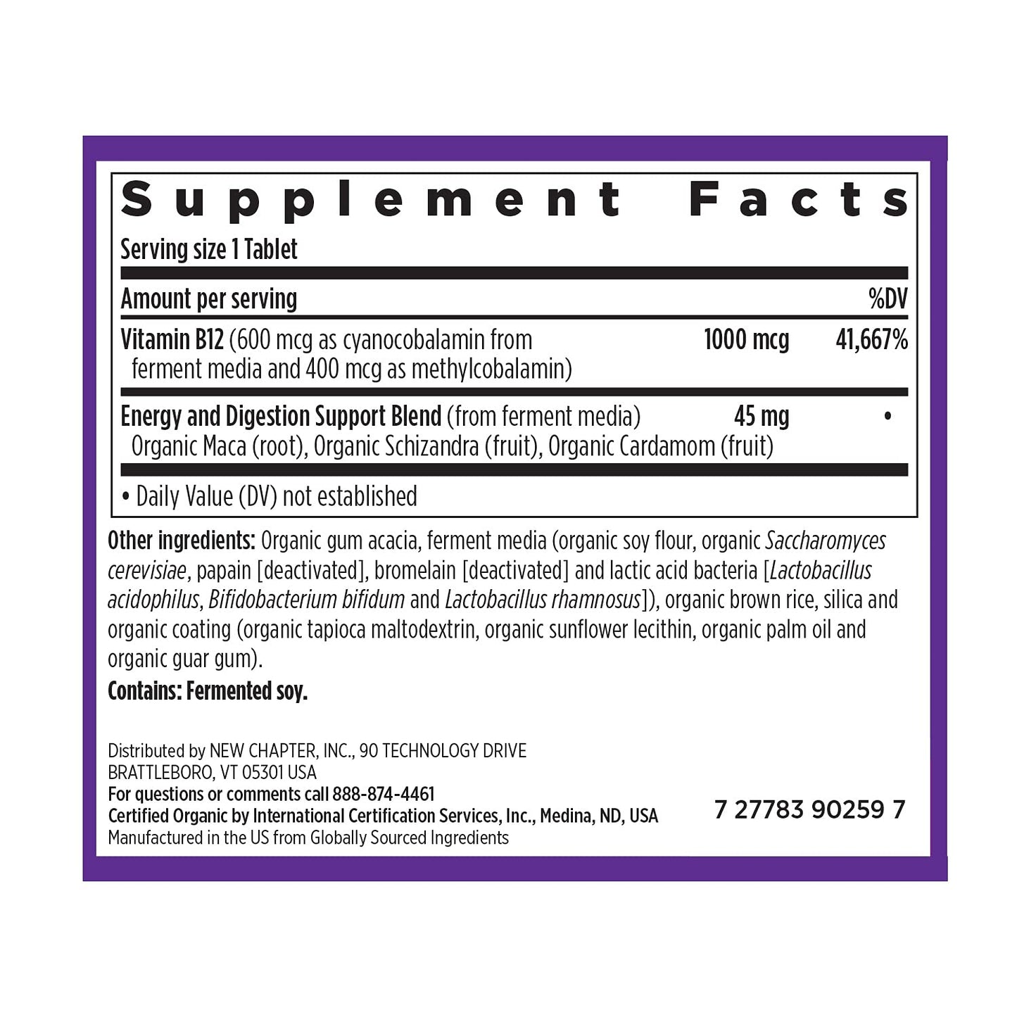 Cápsulas New Chapter vitamina b12 fermentada mejor absorción