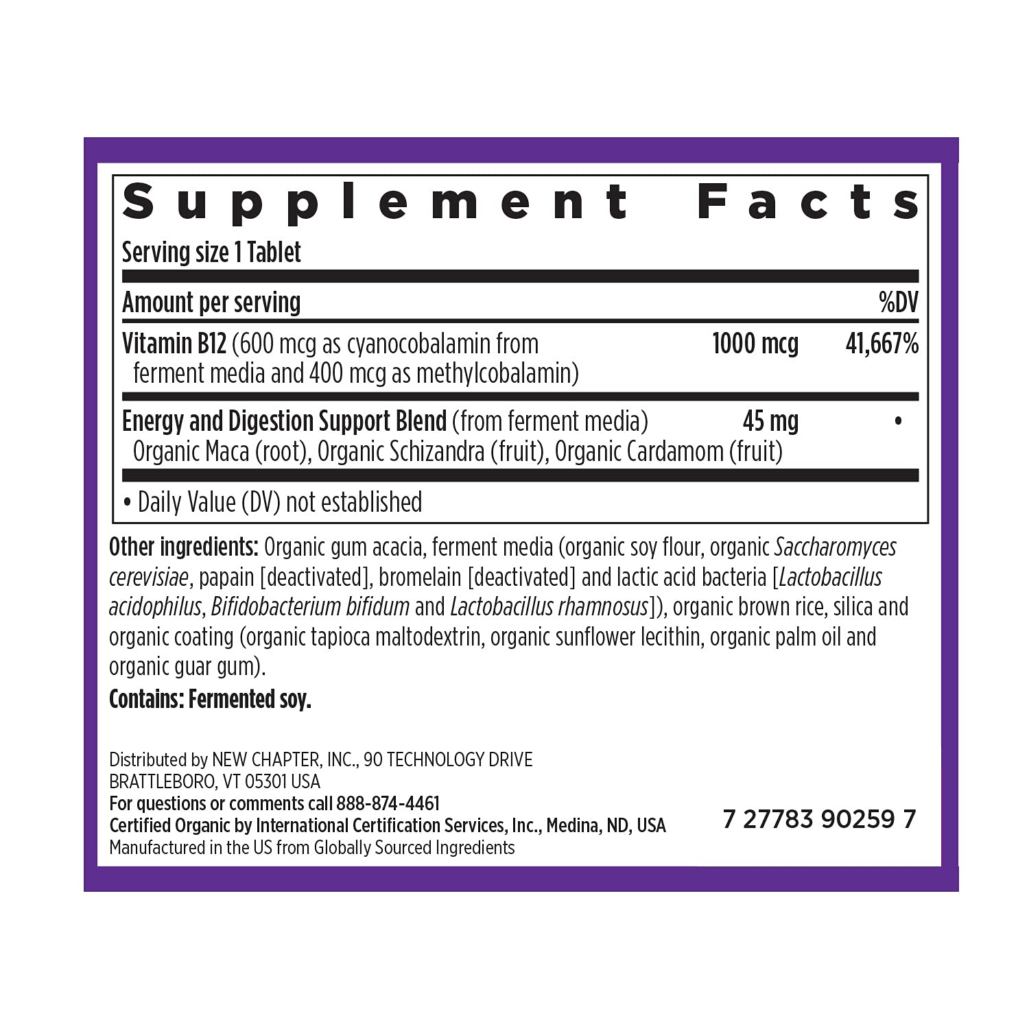 Cápsulas New Chapter vitamina b12 fermentada mejor absorción