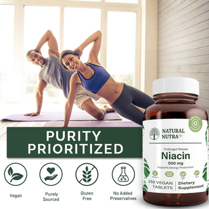 Cápsulas Niacina 500mg Natural Nutra envase vidrio