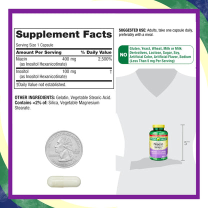 Cápsulas niacina 500 mg sin rubor suplemento Spring Valley 240 pastillas
