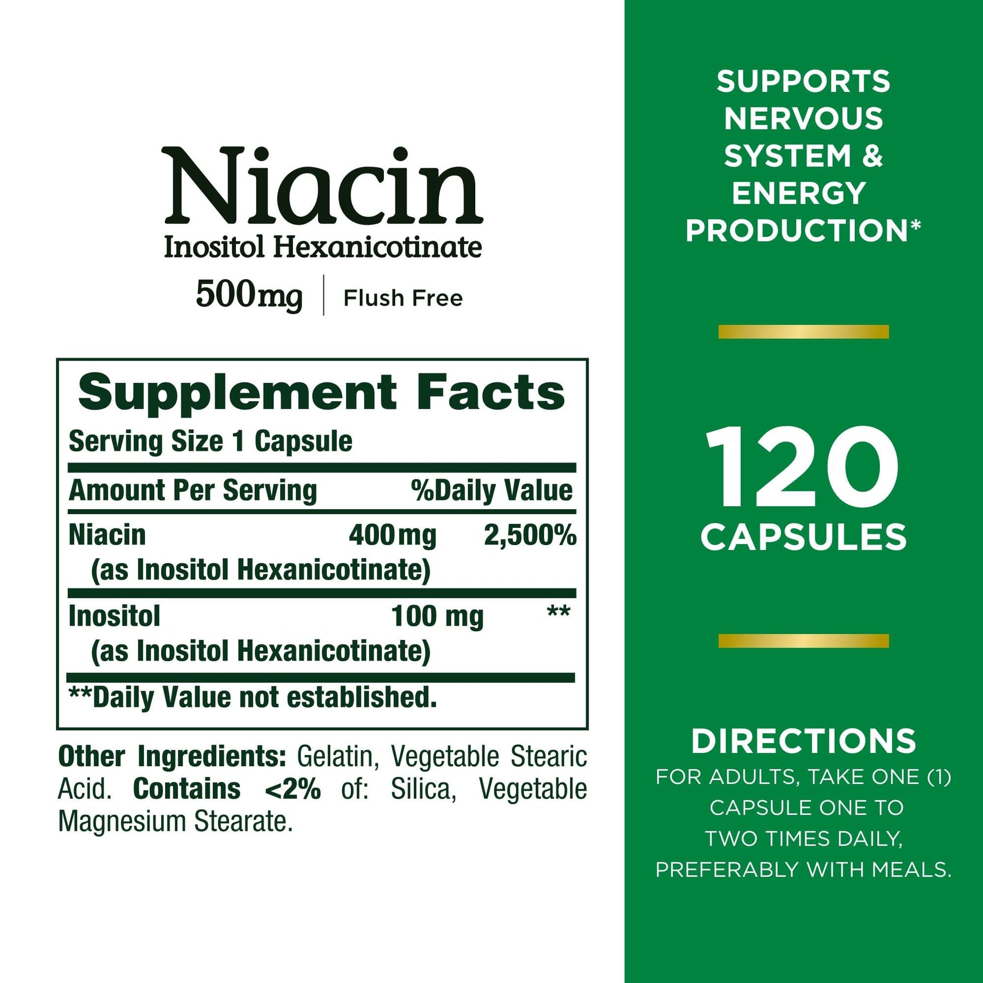 Cápsulas Niacina Nature's Bounty 500 mg