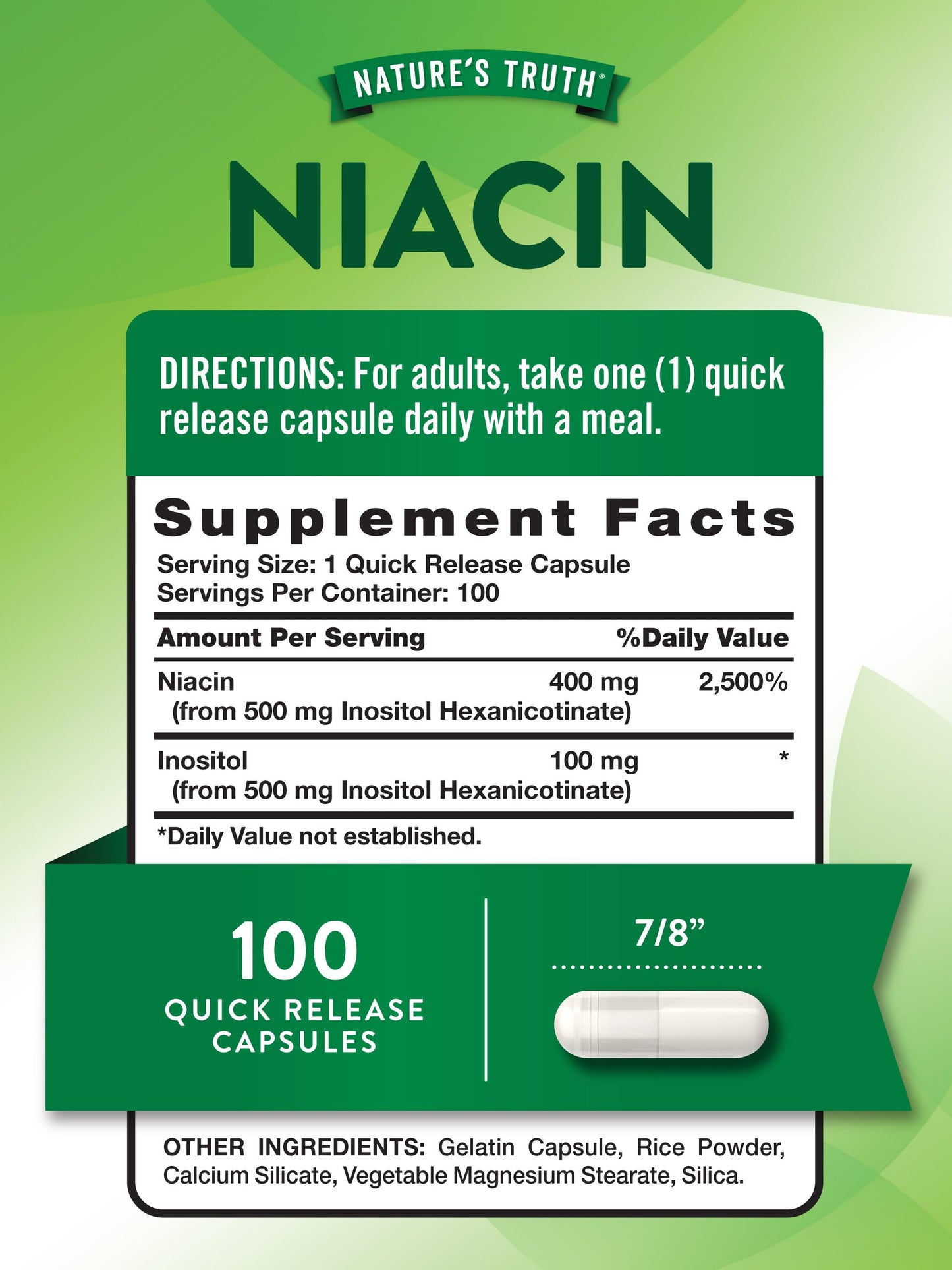 Cápsulas de niacina sin rubor para salud metabolica