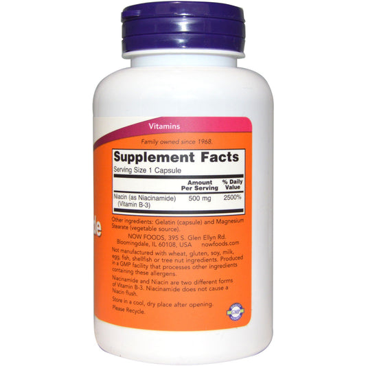 Cápsulas niacinamida 500mg paquete vista superior