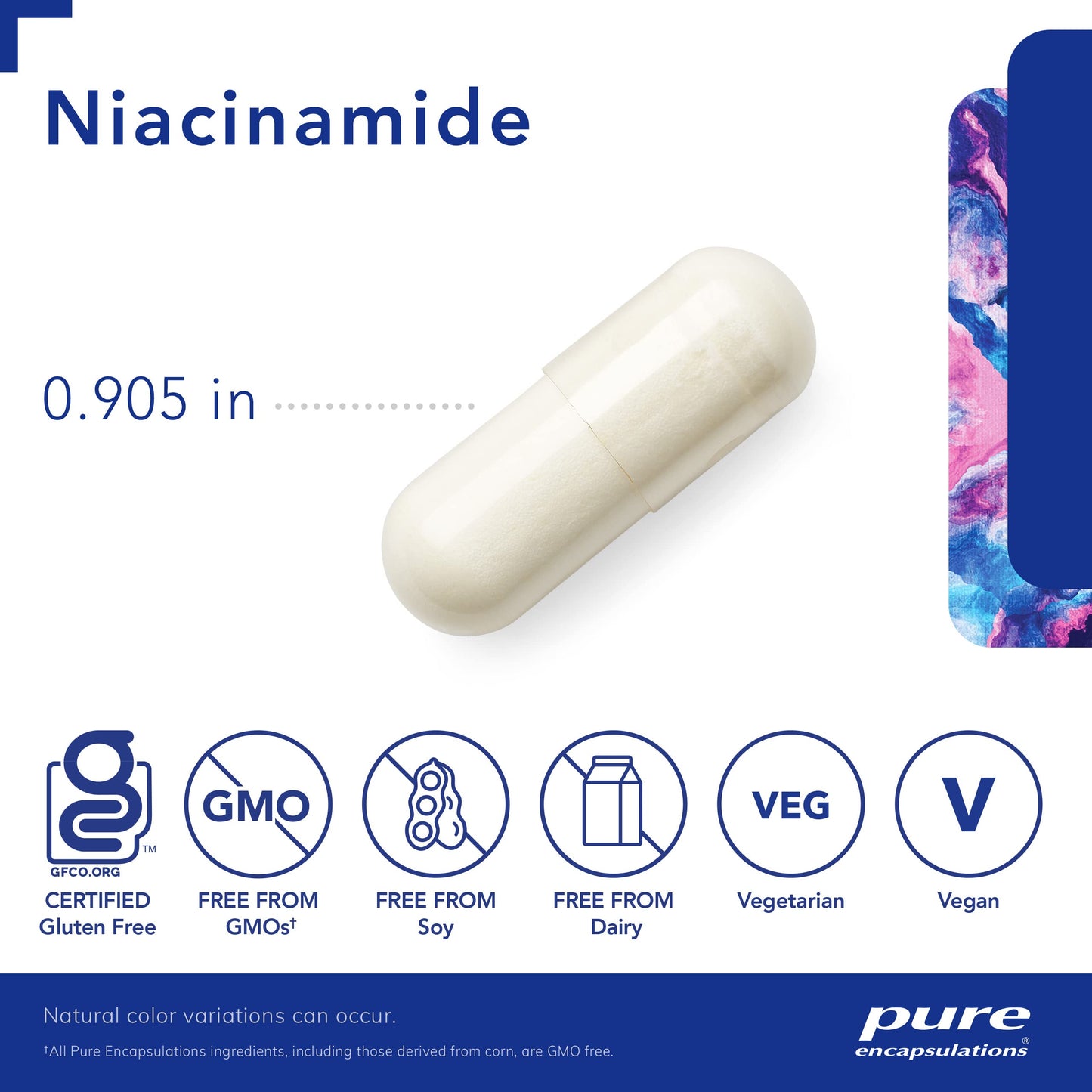 Cápsulas de niacinamida para apoyo metabólico pure encapsulations