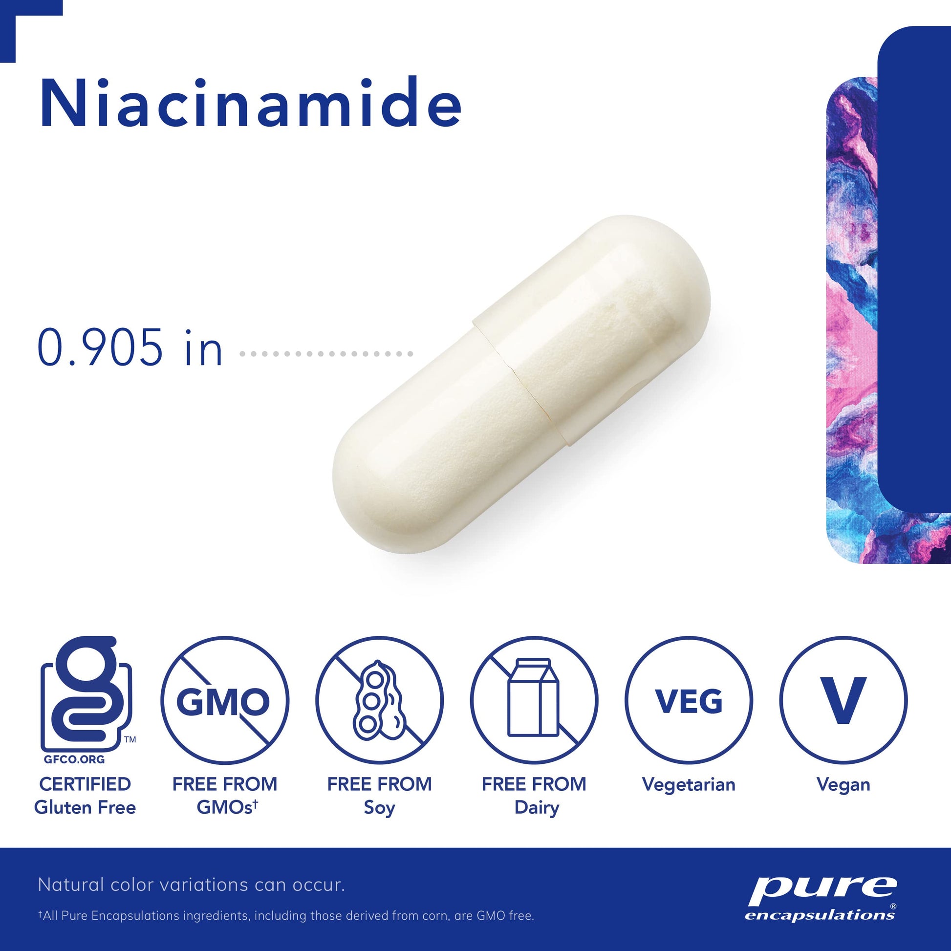 Cápsulas de niacinamida para apoyo metabólico pure encapsulations