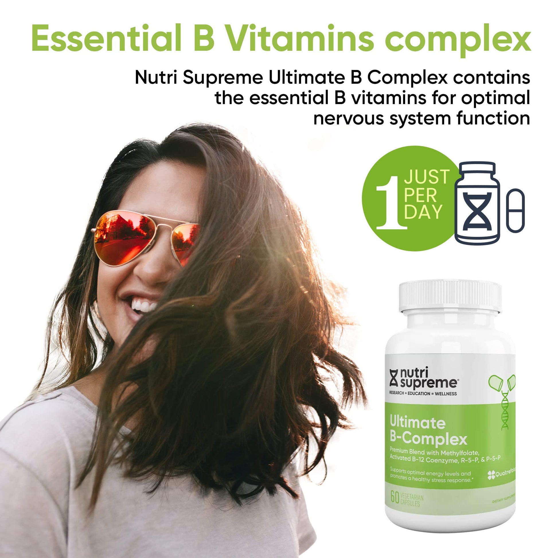 Cápsulas Nutri Supreme Ultimate B Complex color rojo y blanco