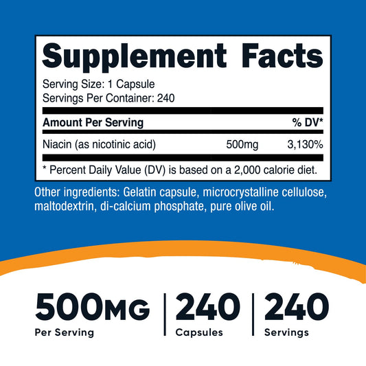 Cápsulas Nutricost Niacina vit b3 efecto flush