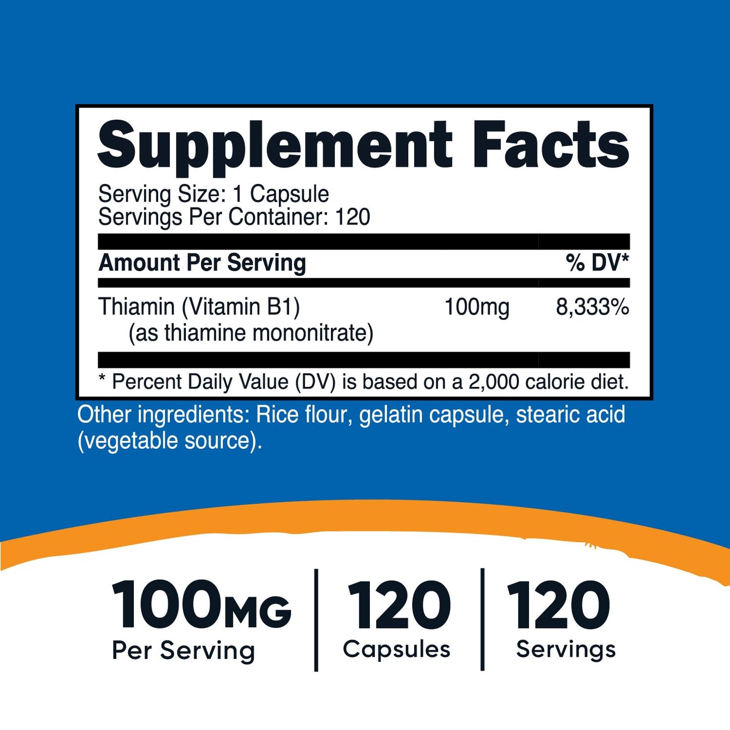 Cápsulas Nutricost vitamina B1 tiamina 100 mg no GMO