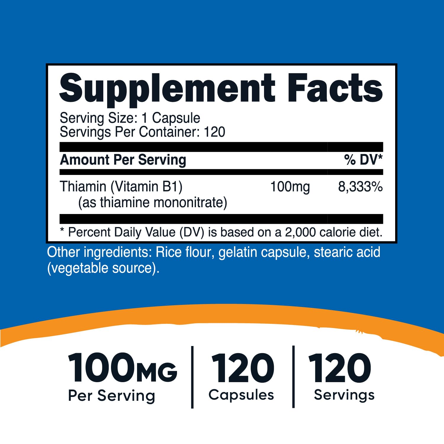 Cápsulas Nutricost vitamina B1 tiamina 100 mg no GMO