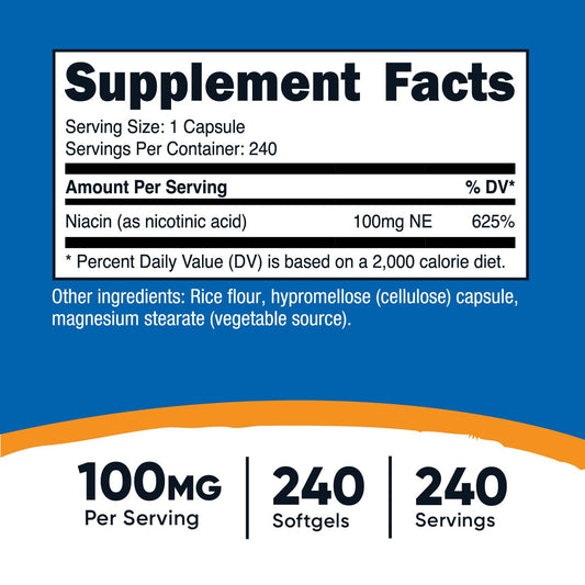 Capsulas Nutricost vitamina B3 liberación inmediata sin gluten