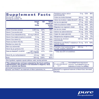Cápsulas de nutrientes prenatales Pure Encapsulations