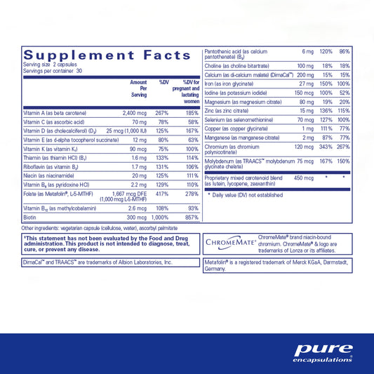 Cápsulas de nutrientes prenatales Pure Encapsulations