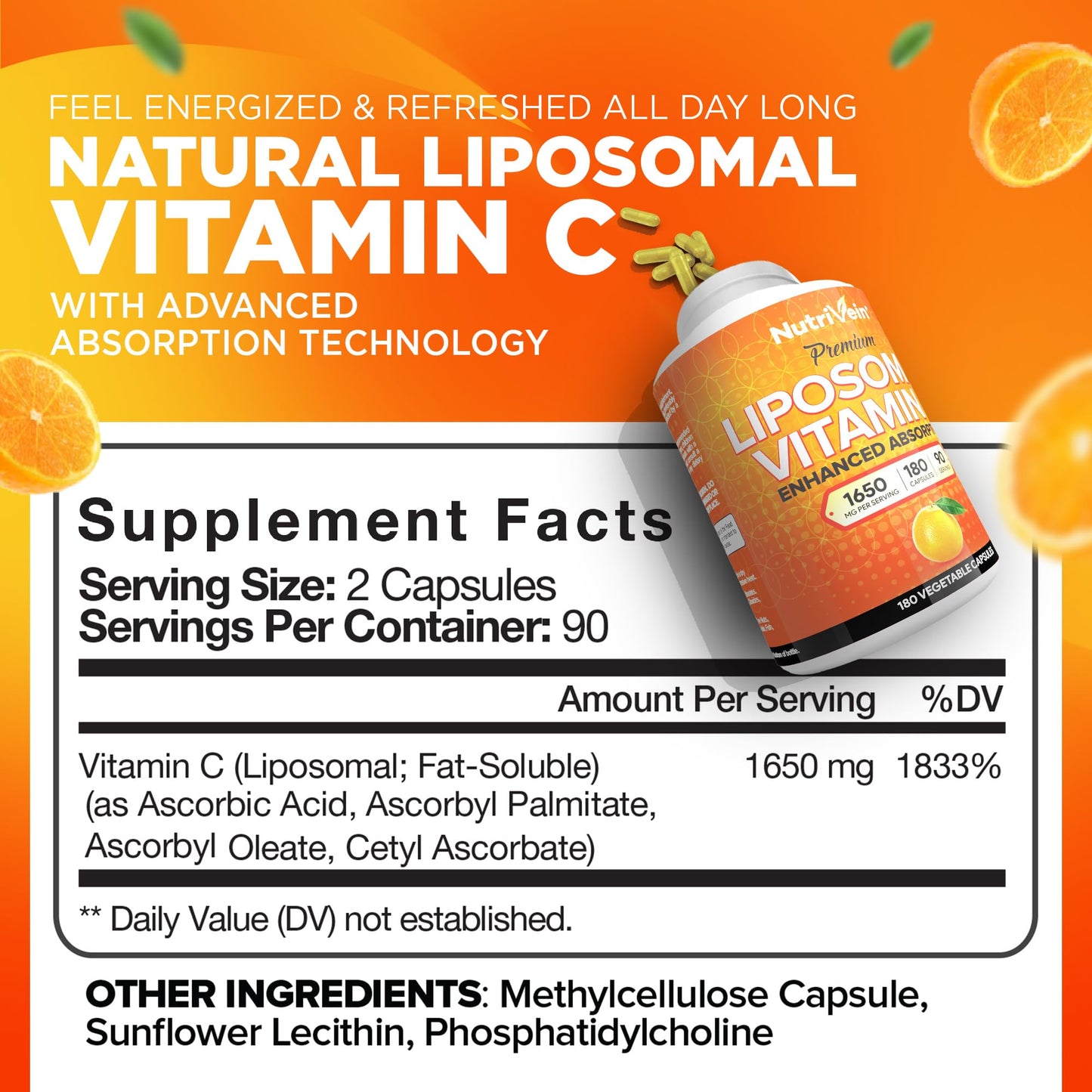 Capsulas Nutrivein glutatión liposomal y vitamina C antiedad