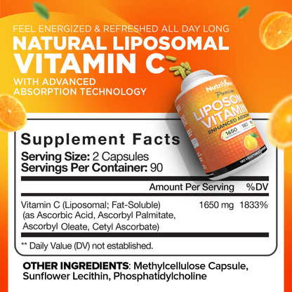 Capsulas Nutrivein glutatión liposomal y vitamina C antiedad