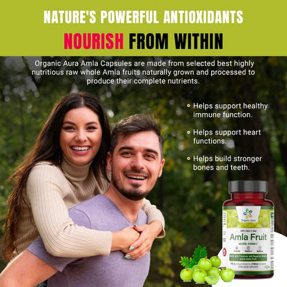 Cápsulas Organic Aura Amla superalimento vitamina c antioxidante