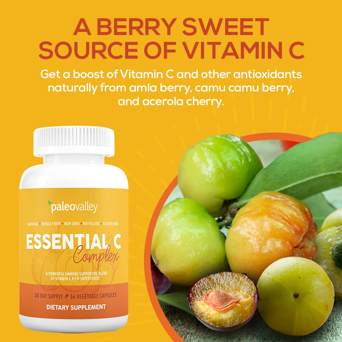 Cápsulas Paleovalley Vitamina C con superalimentos