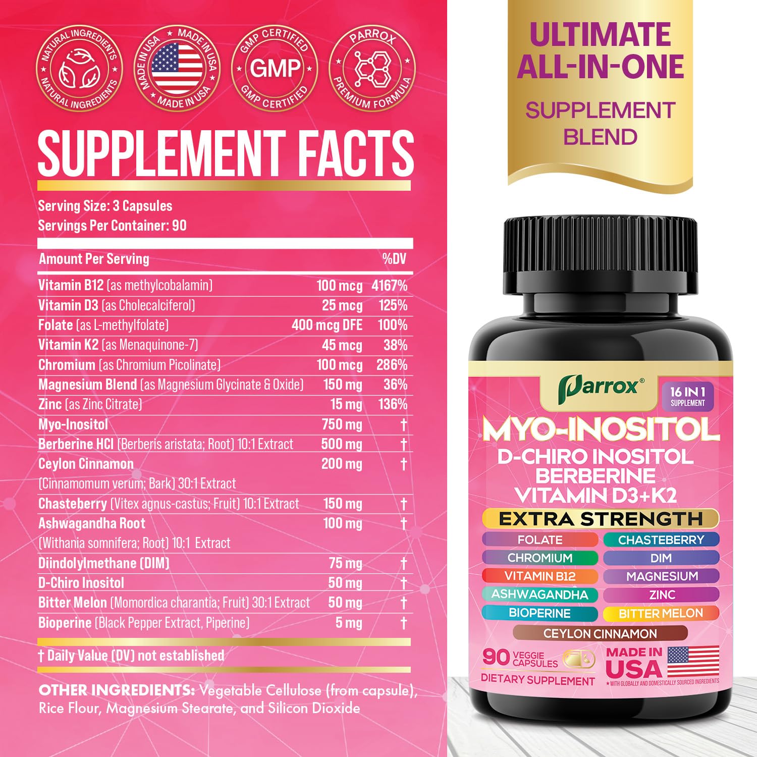 Cápsulas Parrox con ingredientes naturales para metabolismo y hormonas