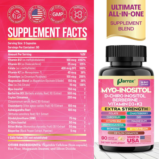 Cápsulas Parrox con ingredientes naturales para metabolismo y hormonas