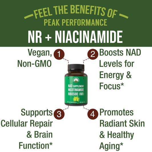 Cápsulas Peak Performance Nicotinamida Ribósido NR veganas