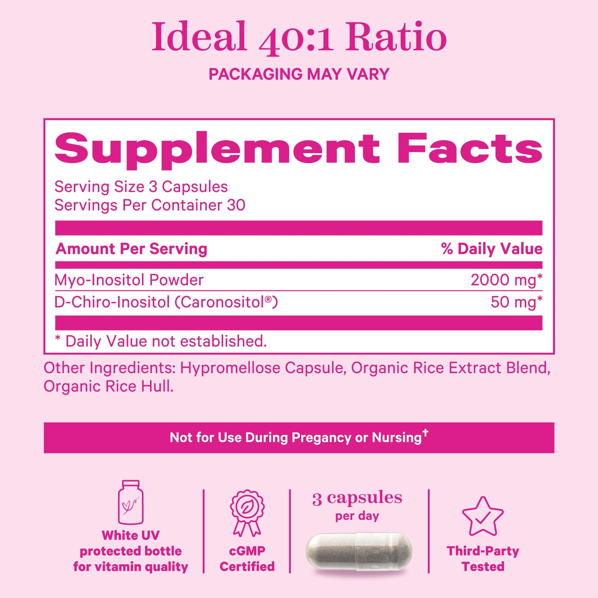 Cápsulas Pink Stork inositol para soporte hormonal femenino