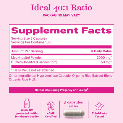 Cápsulas Pink Stork inositol para soporte hormonal femenino