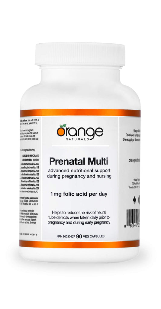 Cápsulas prenatales Orange Naturals multivitamínico salud embarazo