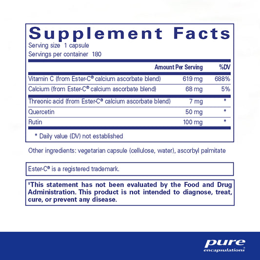 Cápsulas Pure Encapsulations Ester-C y flavonoides para inmunidad