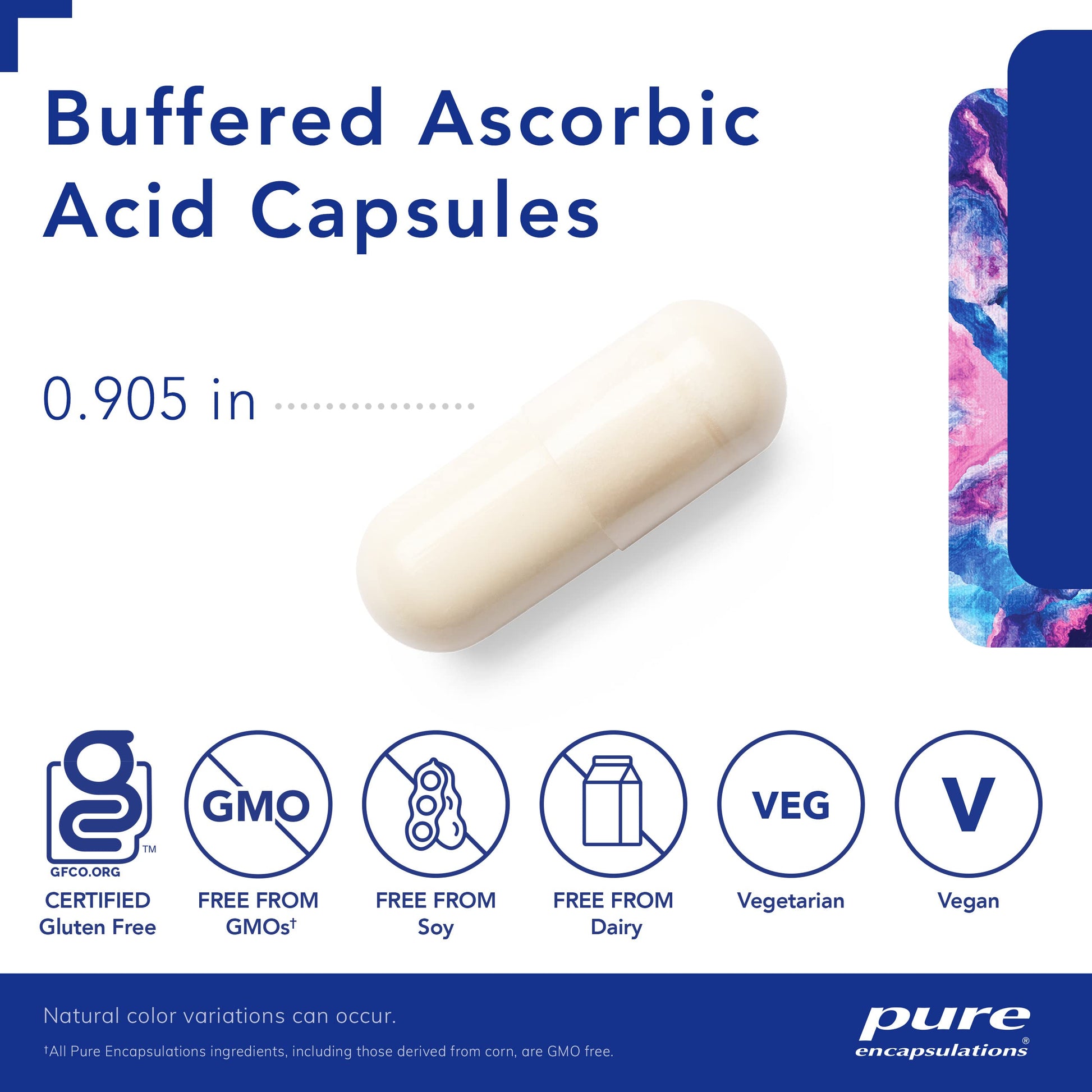 Cápsulas Pure Encapsulations vitamina c ácido ascórbico